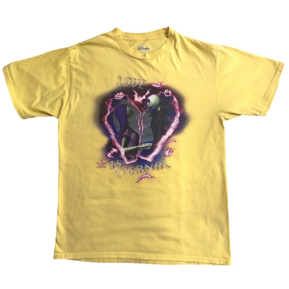 Disney Nightmare‎ Before Christmas Shirt Women Medium Yellow Jack Sally Love Tee